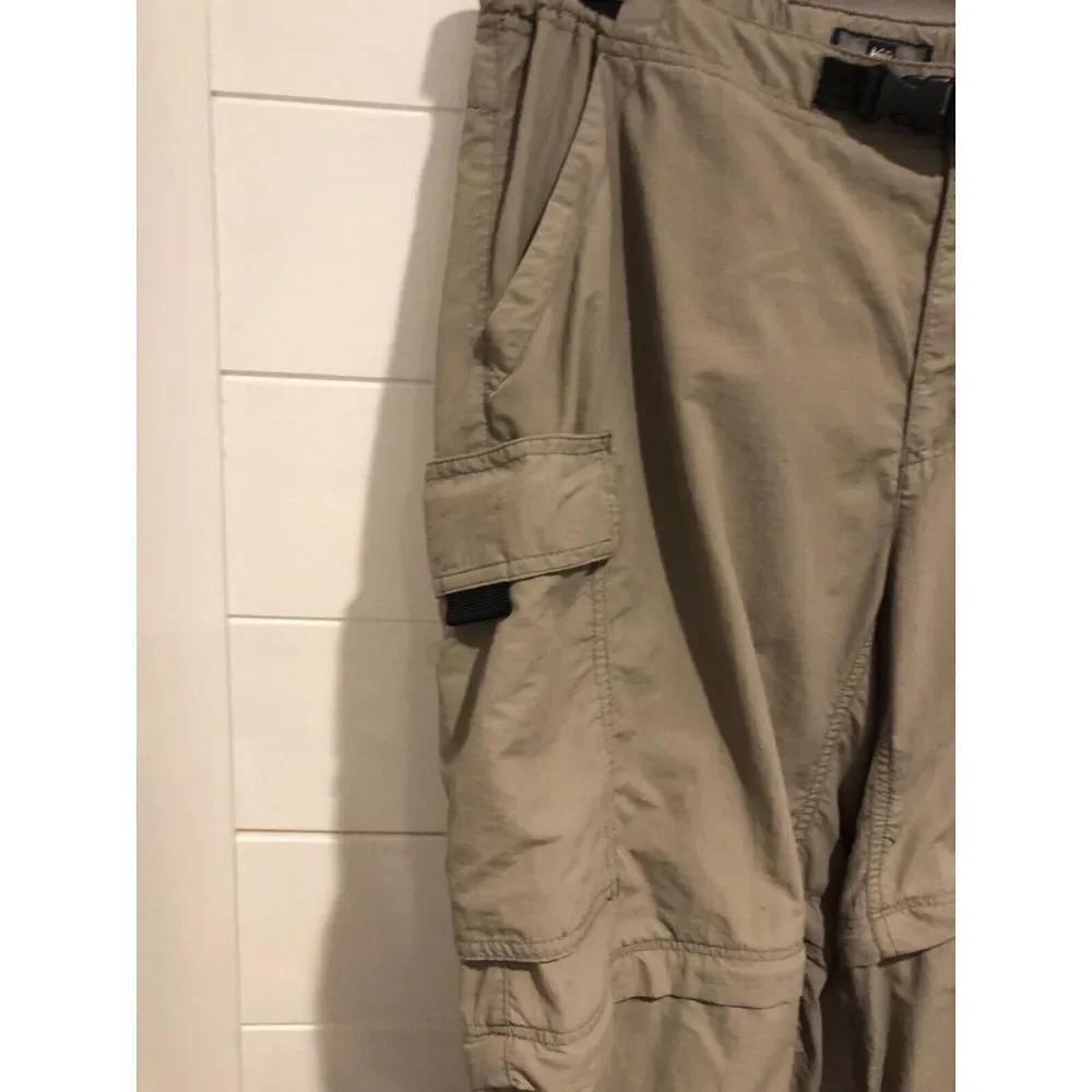 WOMENS REI TAN KHAKI CONVERTIBLE ZIP OFF‎ NYLON HIKING PANTS SHORTS UPF 50 SZ 14
